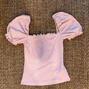 SHEIN Lilac Square Neck Puff Sleeve Top